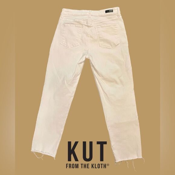 KUT From The Kloth Mom Jeans 8 Rachel High Rise Fab Ab  Raw Hem White - Picture 10 of 14